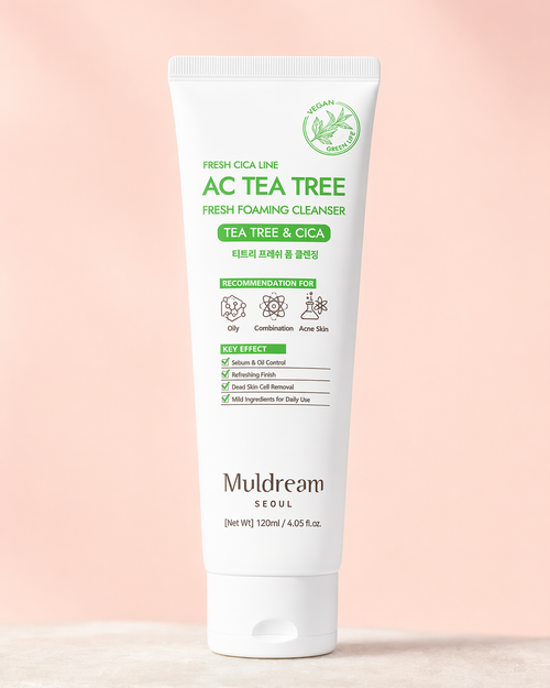 Ac Tea Tree Fresh Foaming Cleanser tüpü açık fonda ürün çekimi