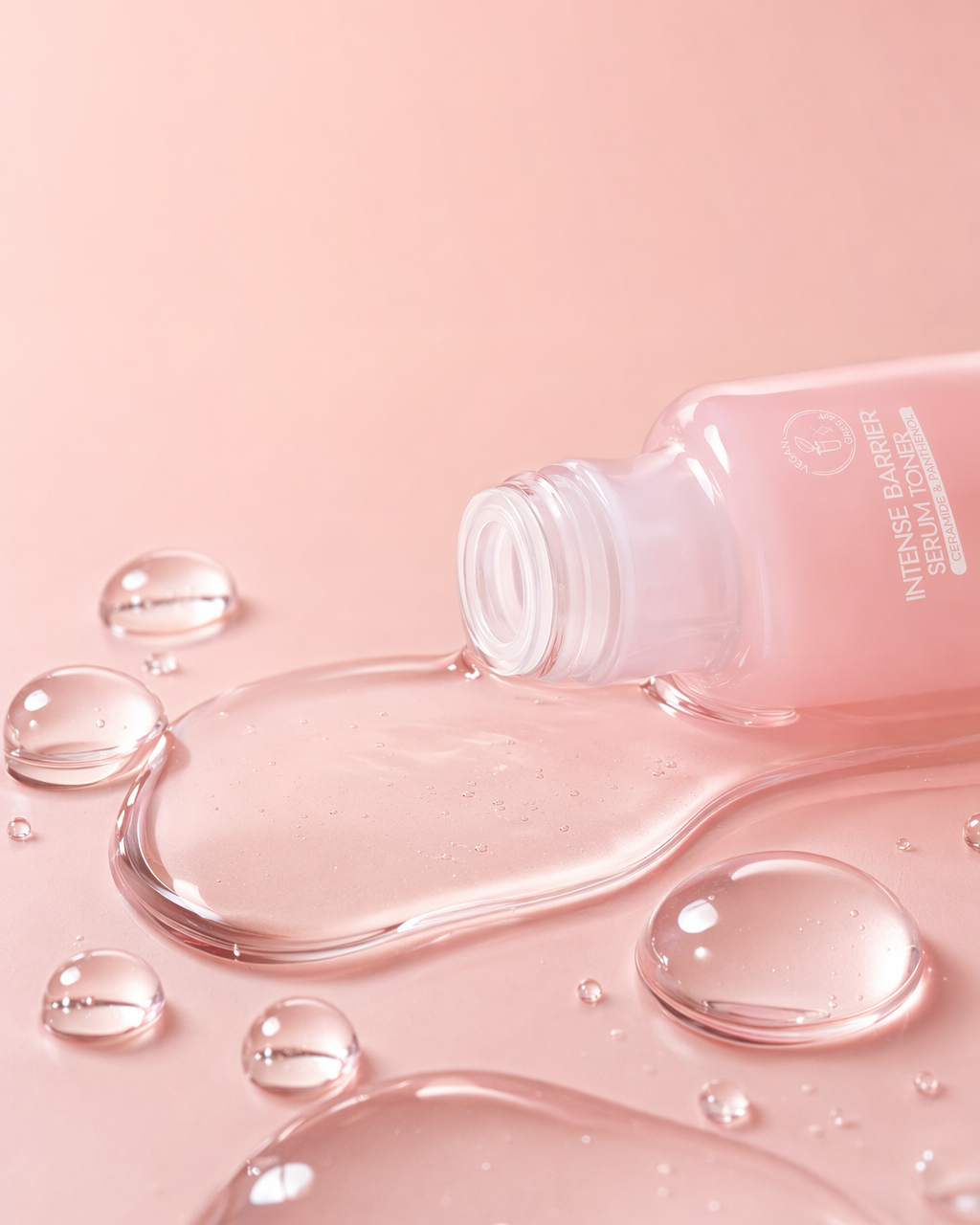 Intense Barrier Serum Toner düz zeminde formül notlarıyla üstten çekim